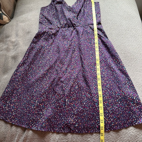 Elegant Purple Spaghetti Strap Gap Dress Size 8 Polka Dot Fit & Flare - Picture 6 of 7